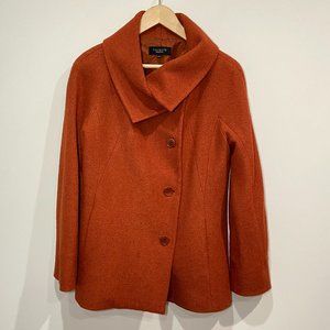 Talbot's Orange Shawl Collar Wool Blend Single Breast Peacoat Size 4